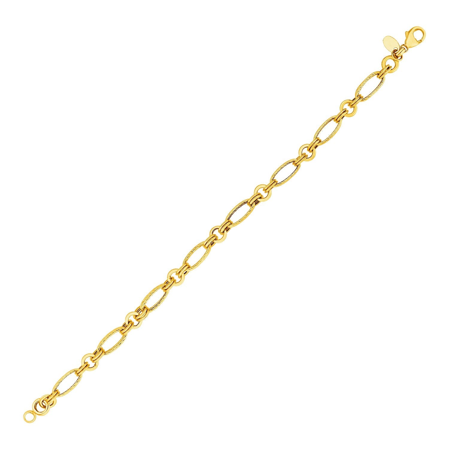 14k Yellow Gold Twisted and Polished Link Bracelet-0