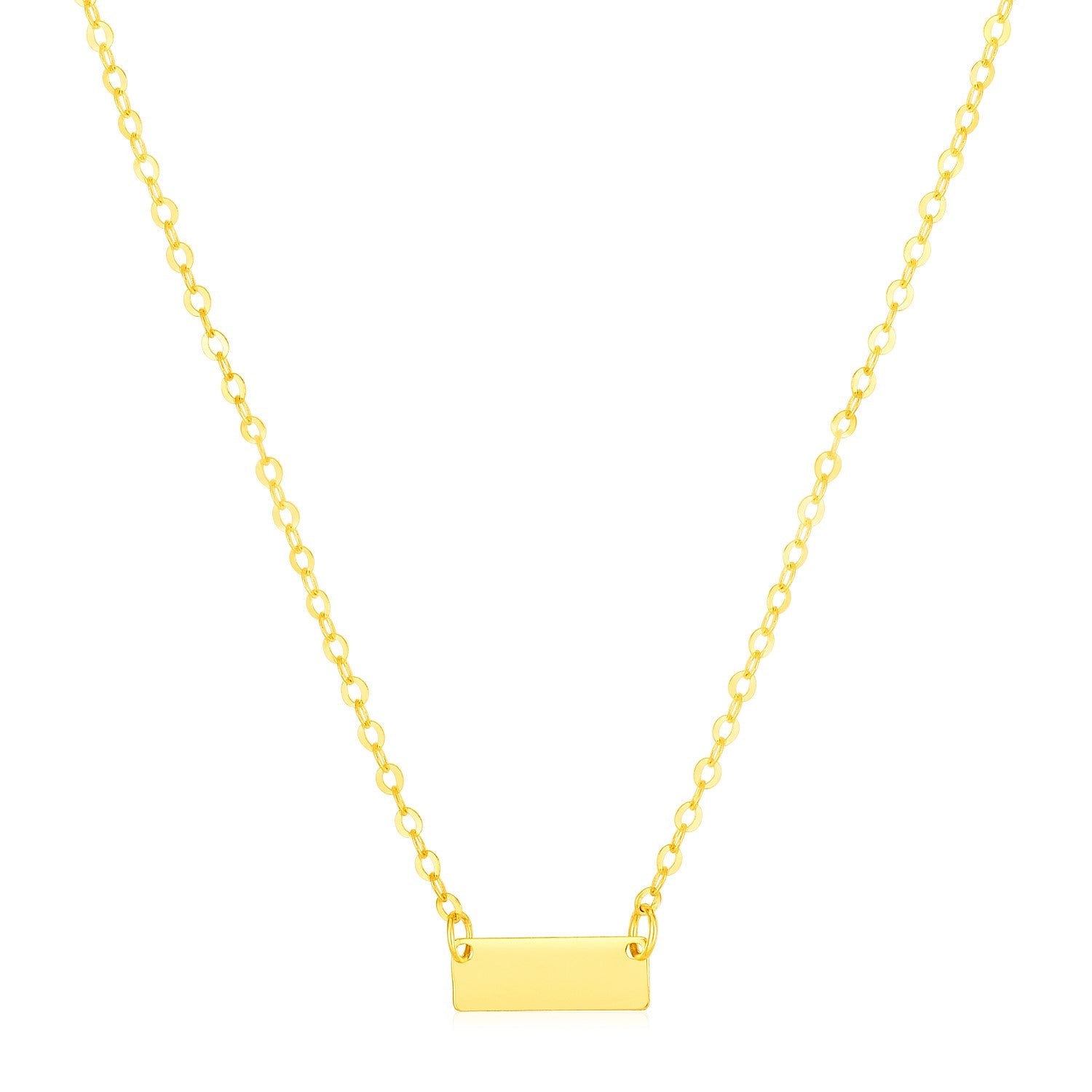 14k Yellow Gold Polished Mini Bar Necklace-0