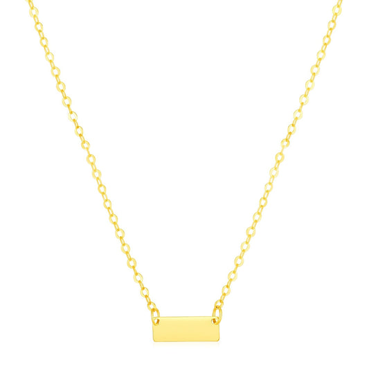 14k Yellow Gold Polished Mini Bar Necklace-0