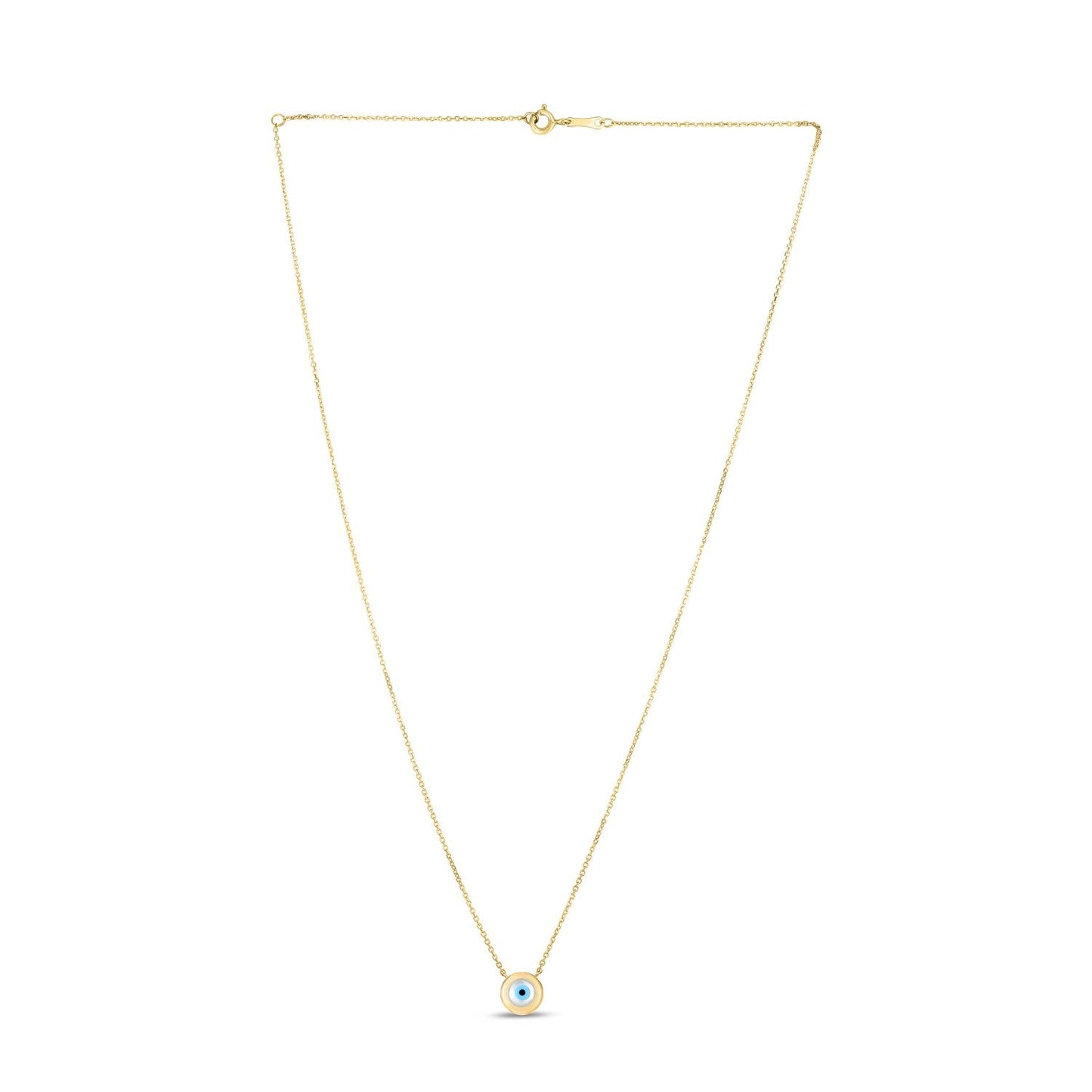 14k Yellow Gold MOP Evil Eye Necklace-0