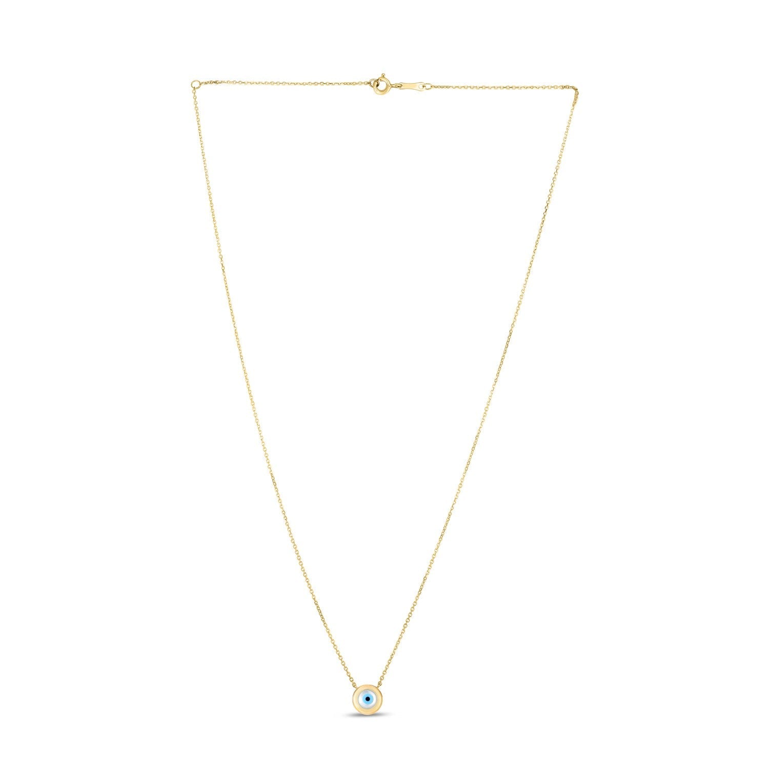 14k Yellow Gold MOP Evil Eye Necklace-0