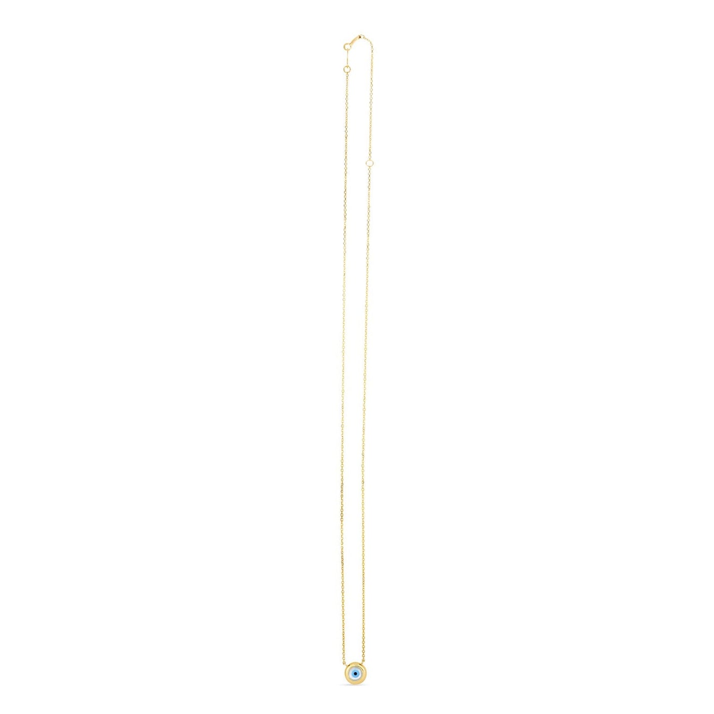 14k Yellow Gold MOP Evil Eye Necklace-1