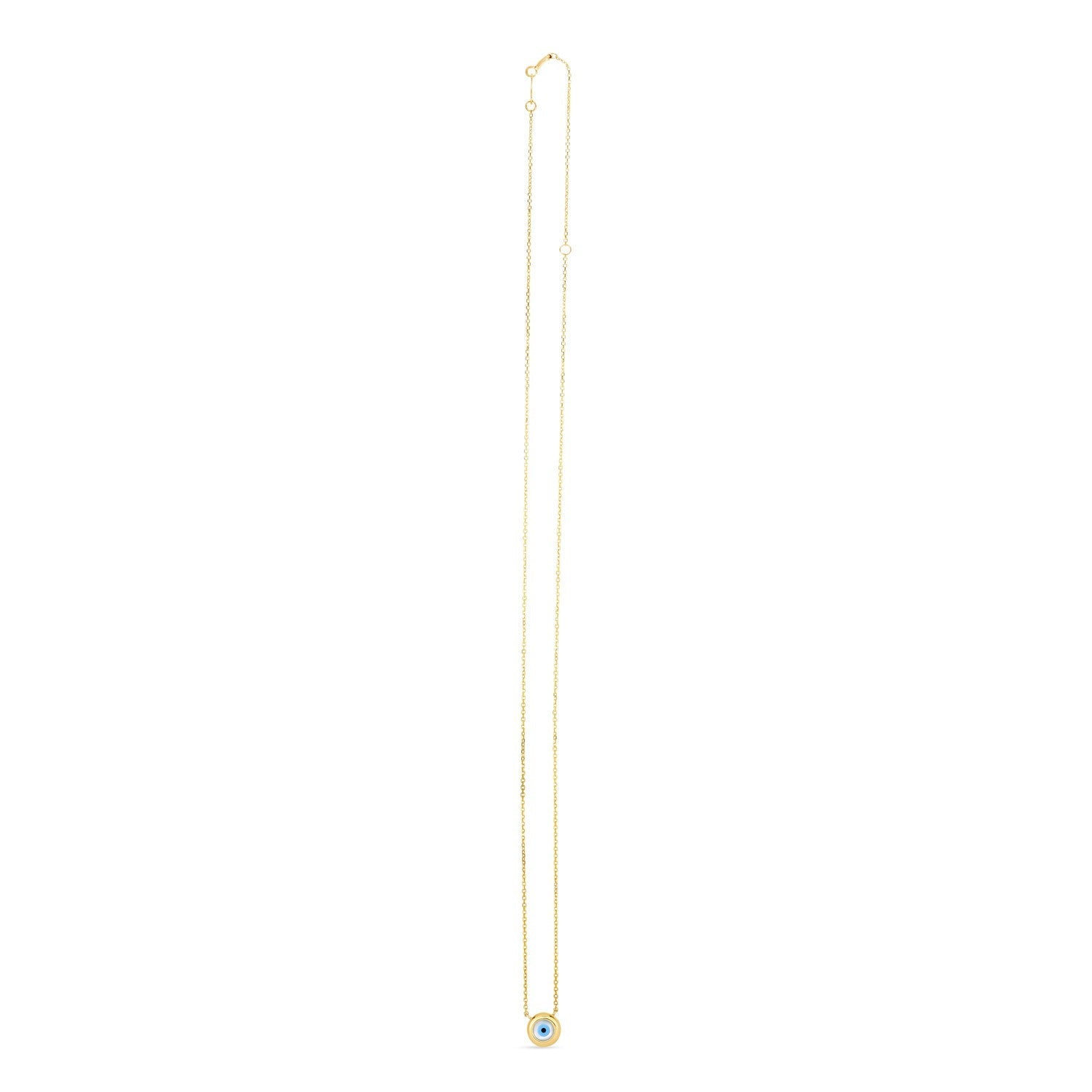14k Yellow Gold MOP Evil Eye Necklace-1