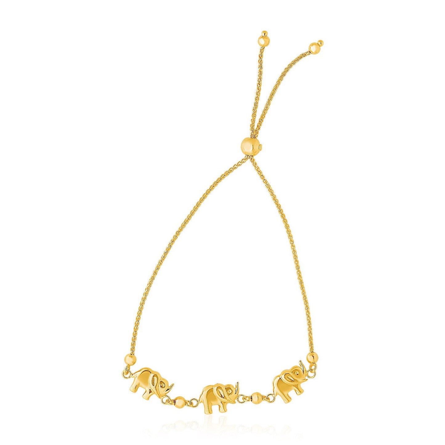 14k Yellow Gold Elephant Station Lariat Style Bracelet-0