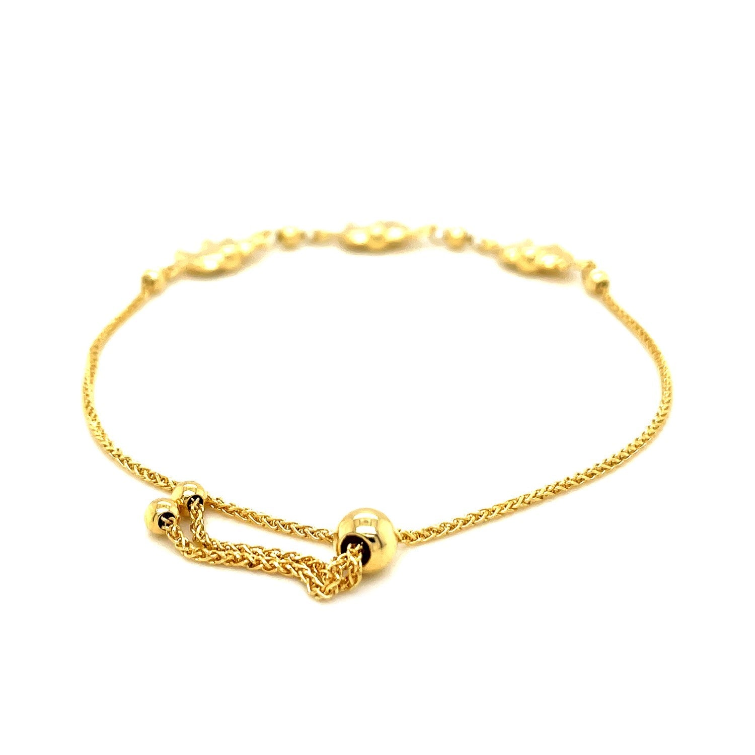 14k Yellow Gold Elephant Station Lariat Style Bracelet-2