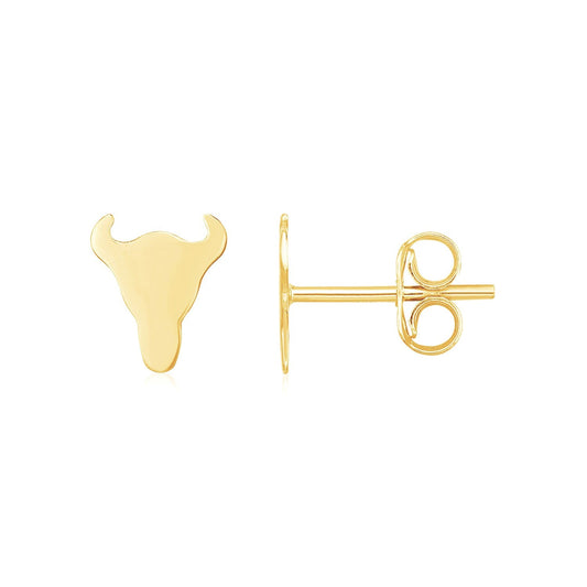 14K Yellow Gold Longhorn Earrings-0