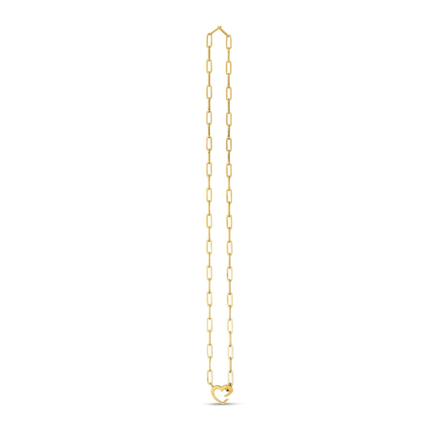 14k Yellow Gold Heart Element Paperclip Necklace-0