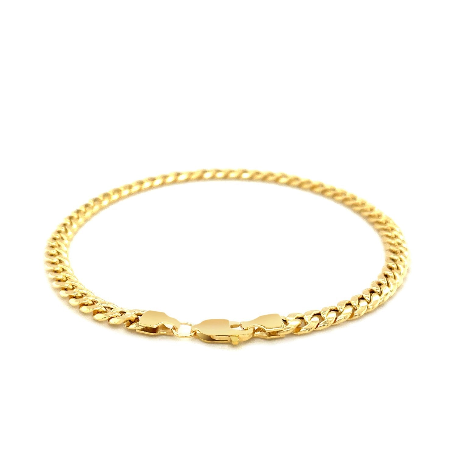 4.5mm 14k Yellow Gold Miami Cuban Semi Solid Bracelet-2