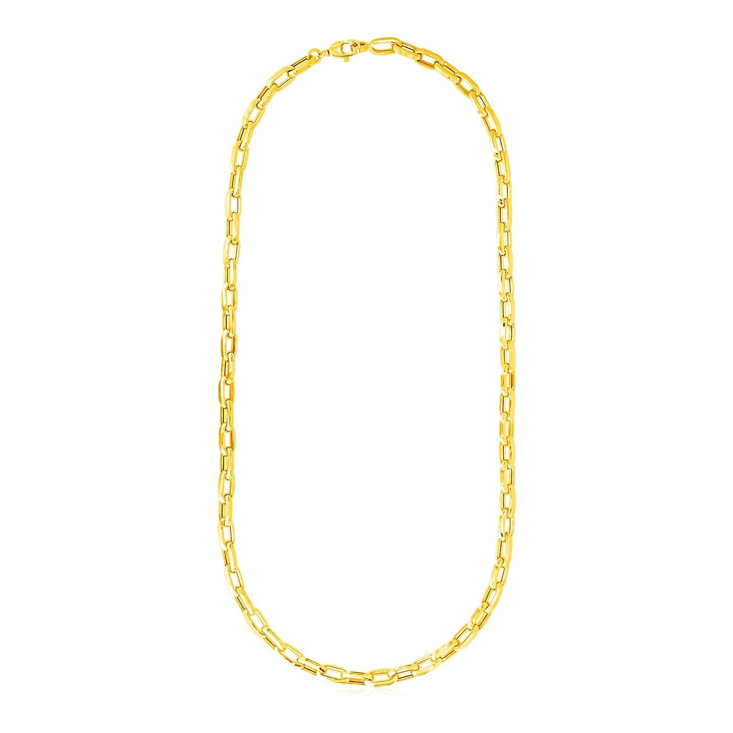 14k Yellow Gold Mens Paperclip Chain Necklace-0