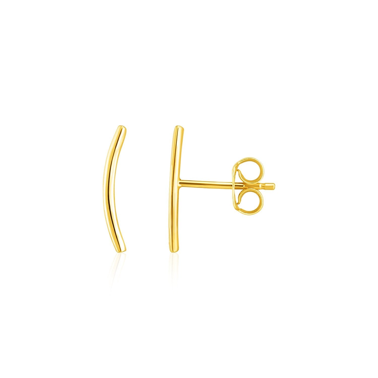 14k Yellow Gold Curve Climber Post Earrings-0