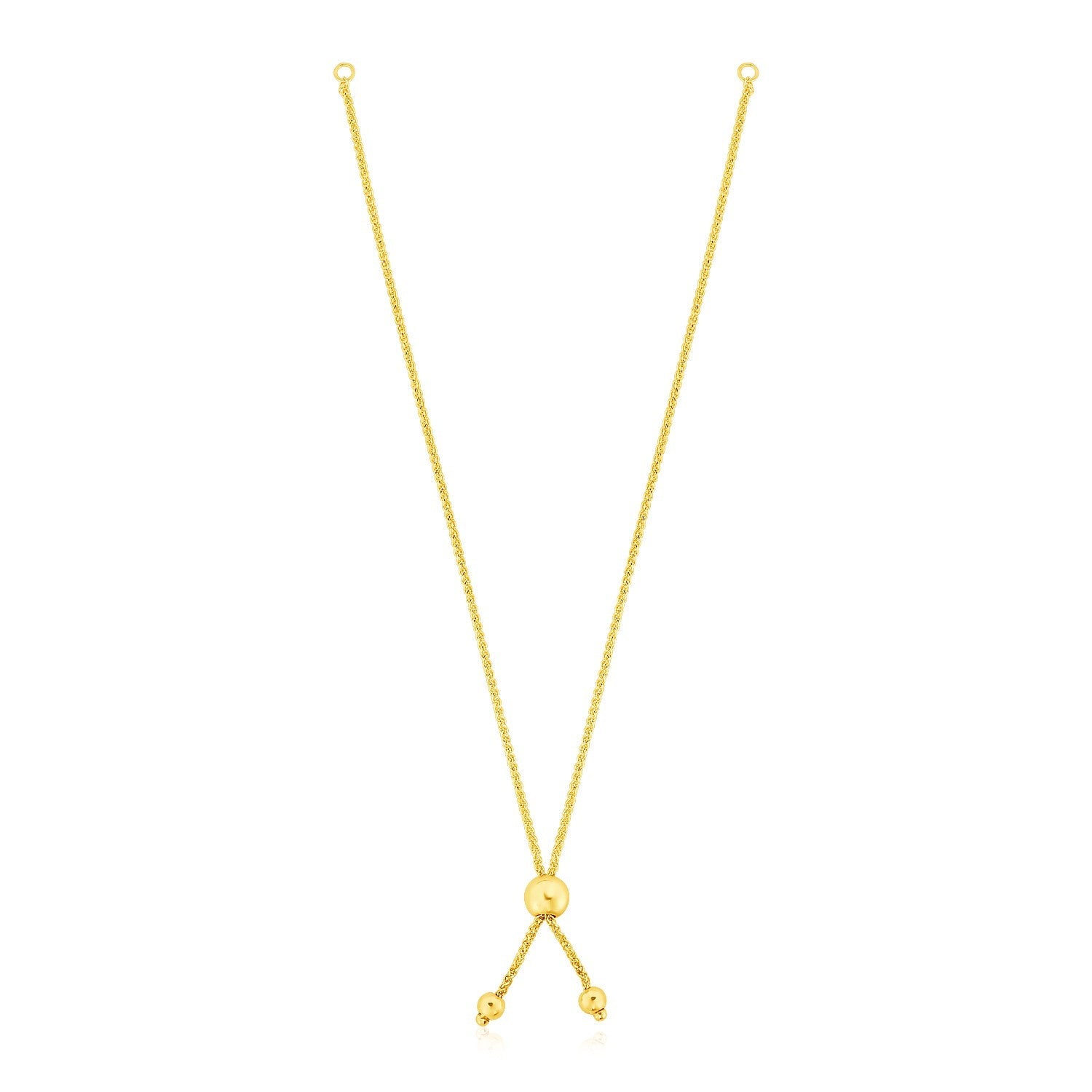 14k Yellow Gold 8 inch Adjustable Friendship Bracelet Chain with Ball Slide-0