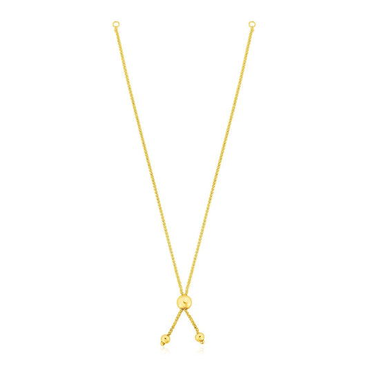 14k Yellow Gold 8 inch Adjustable Friendship Bracelet Chain with Ball Slide-0