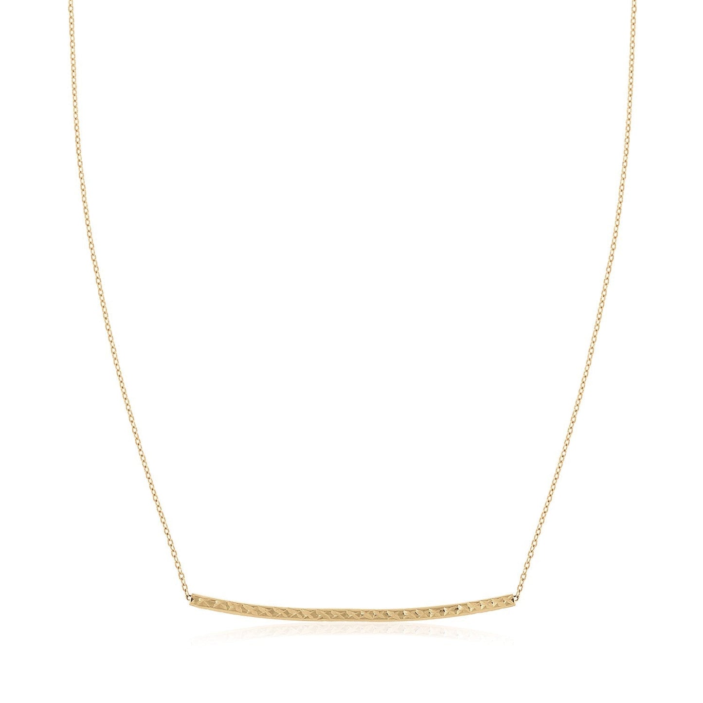 14k Yellow Gold Thin Textured Bar Necklace-0