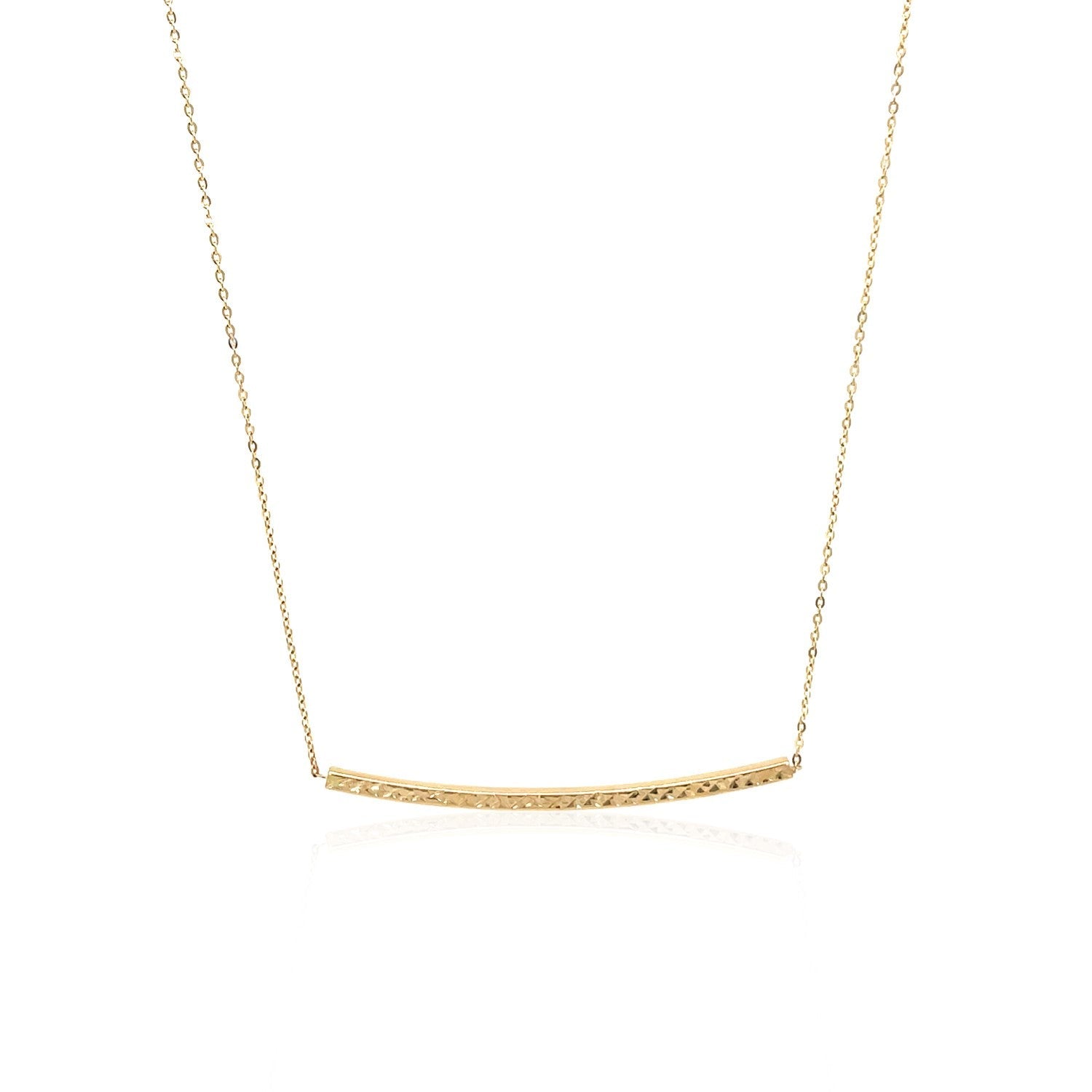 14k Yellow Gold Thin Textured Bar Necklace-1