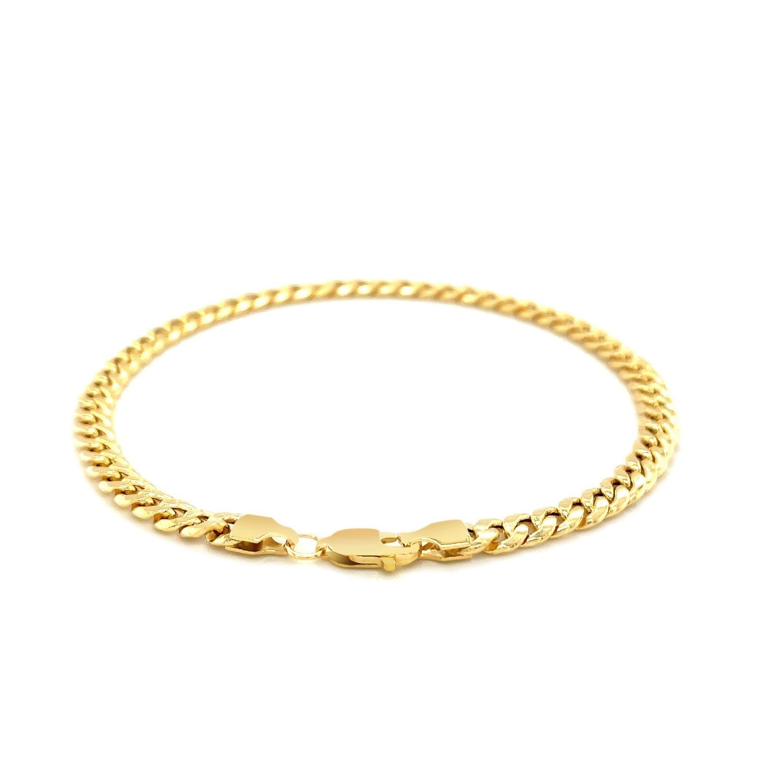 4.5mm 10k Yellow Gold Miami Cuban Semi Solid Bracelet-2