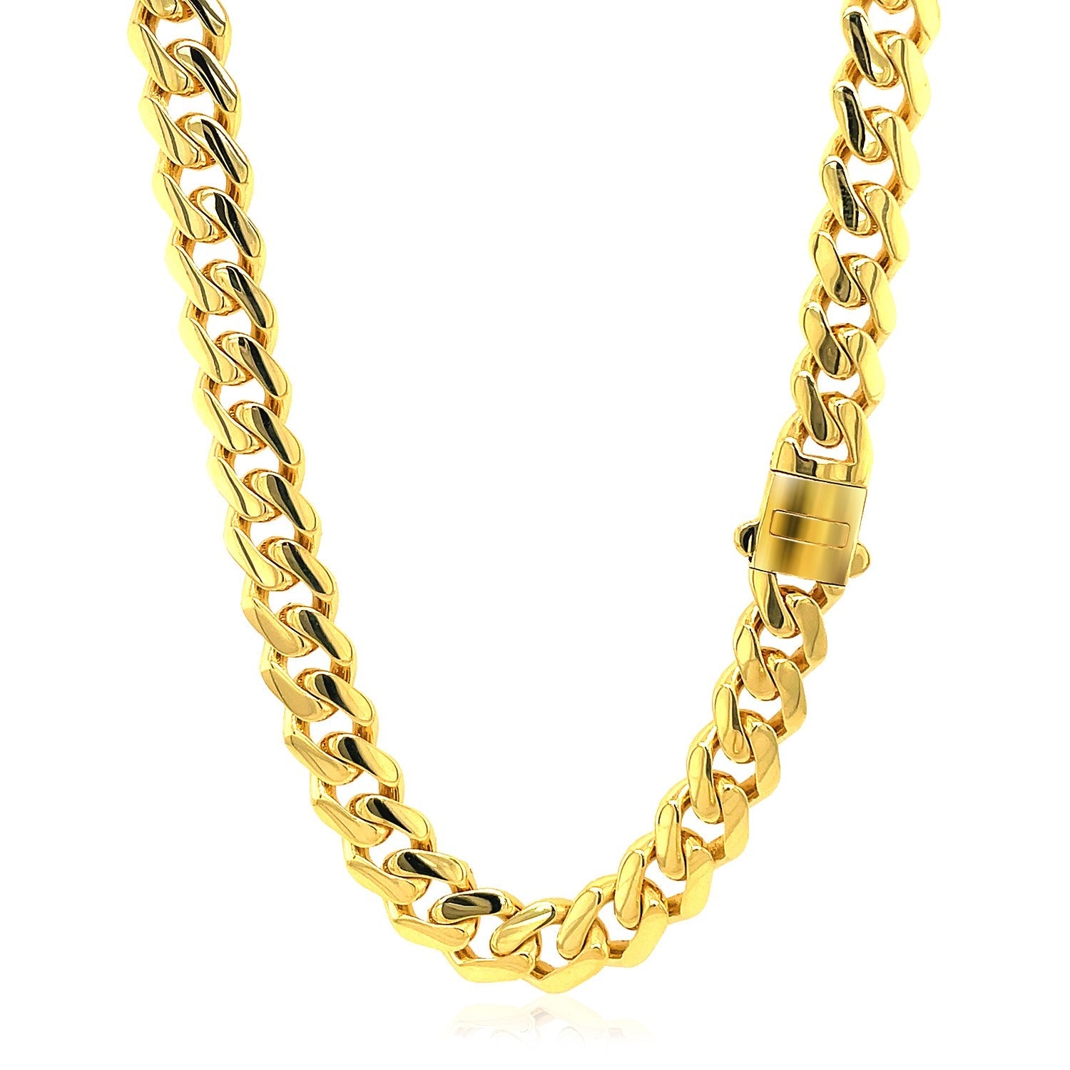 14k Yellow Gold Polished Miami Cuban Chain Necklace-1