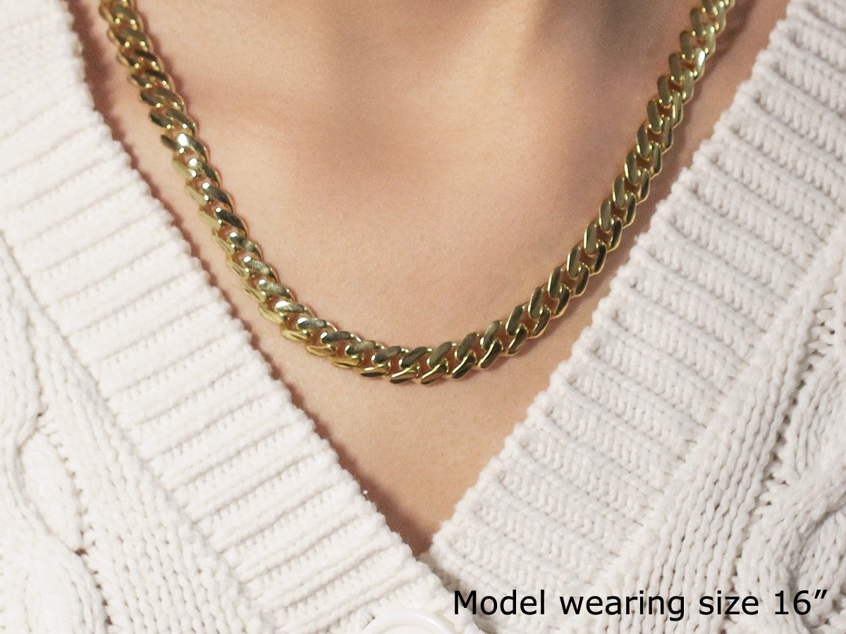 14k Yellow Gold Polished Miami Cuban Chain Necklace-2