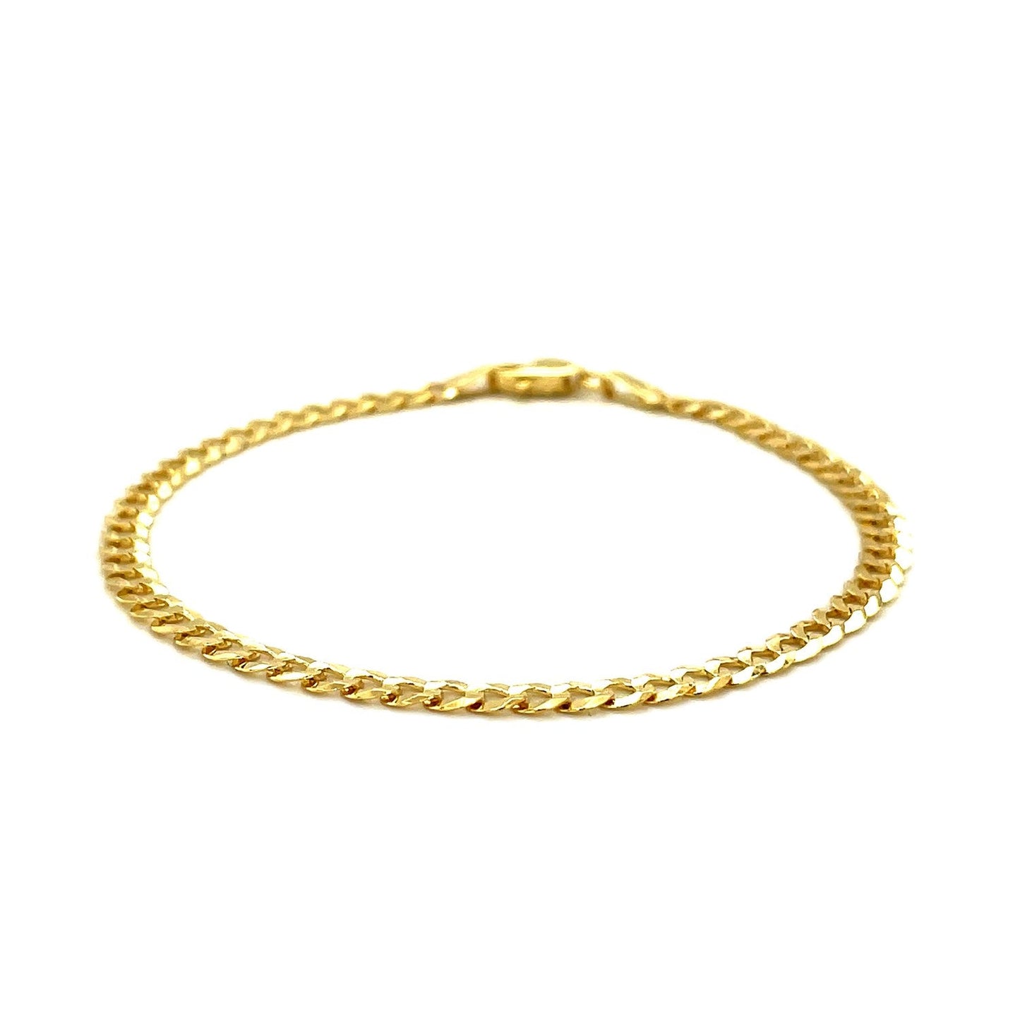 3.6mm 14k Yellow Gold Solid Curb Bracelet-1