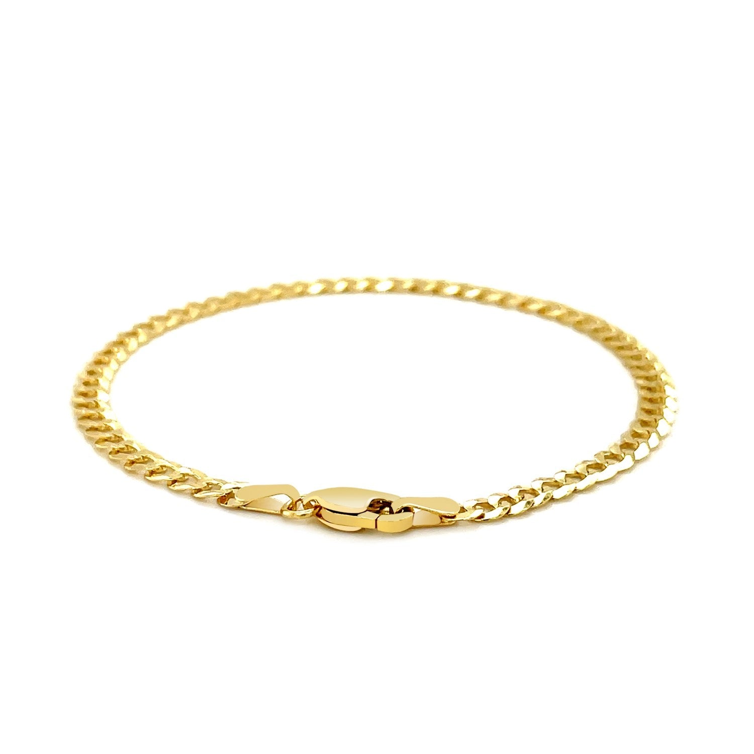 3.6mm 14k Yellow Gold Solid Curb Bracelet-2