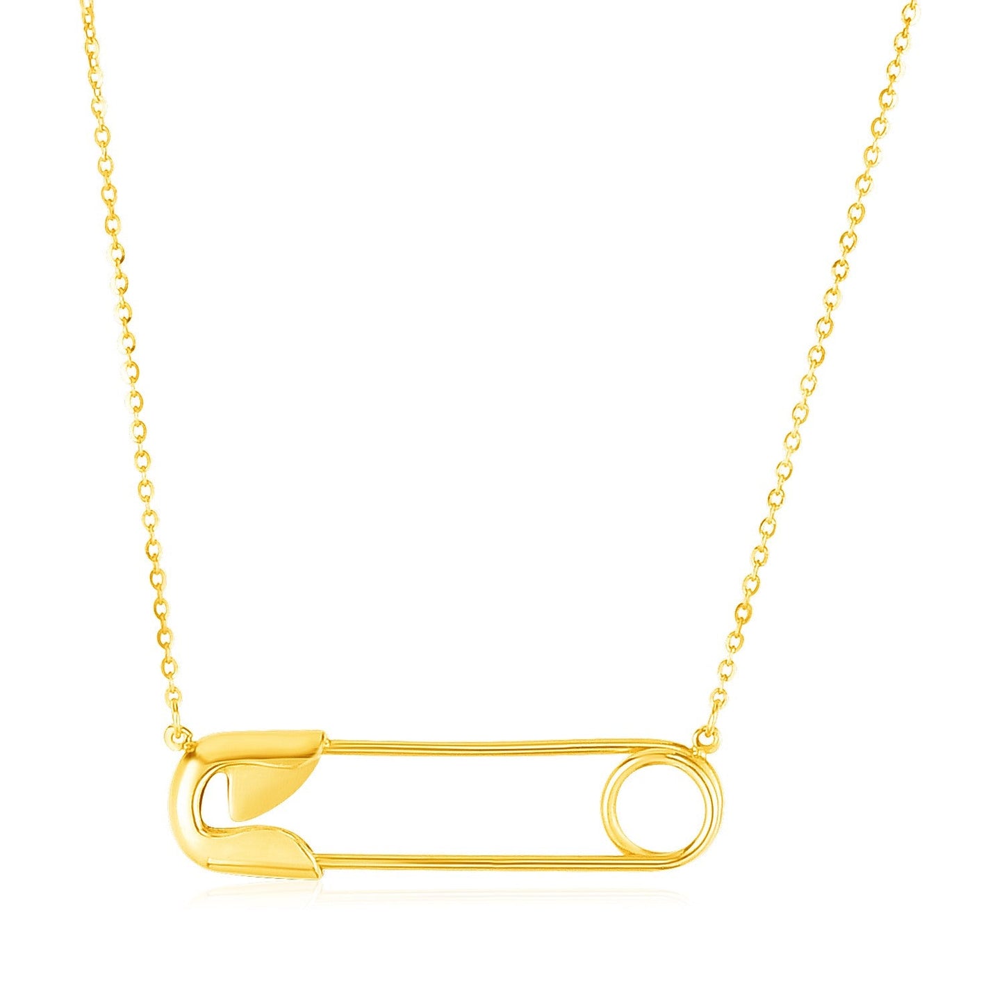 14k Yellow Gold Safety Pin Necklace-0