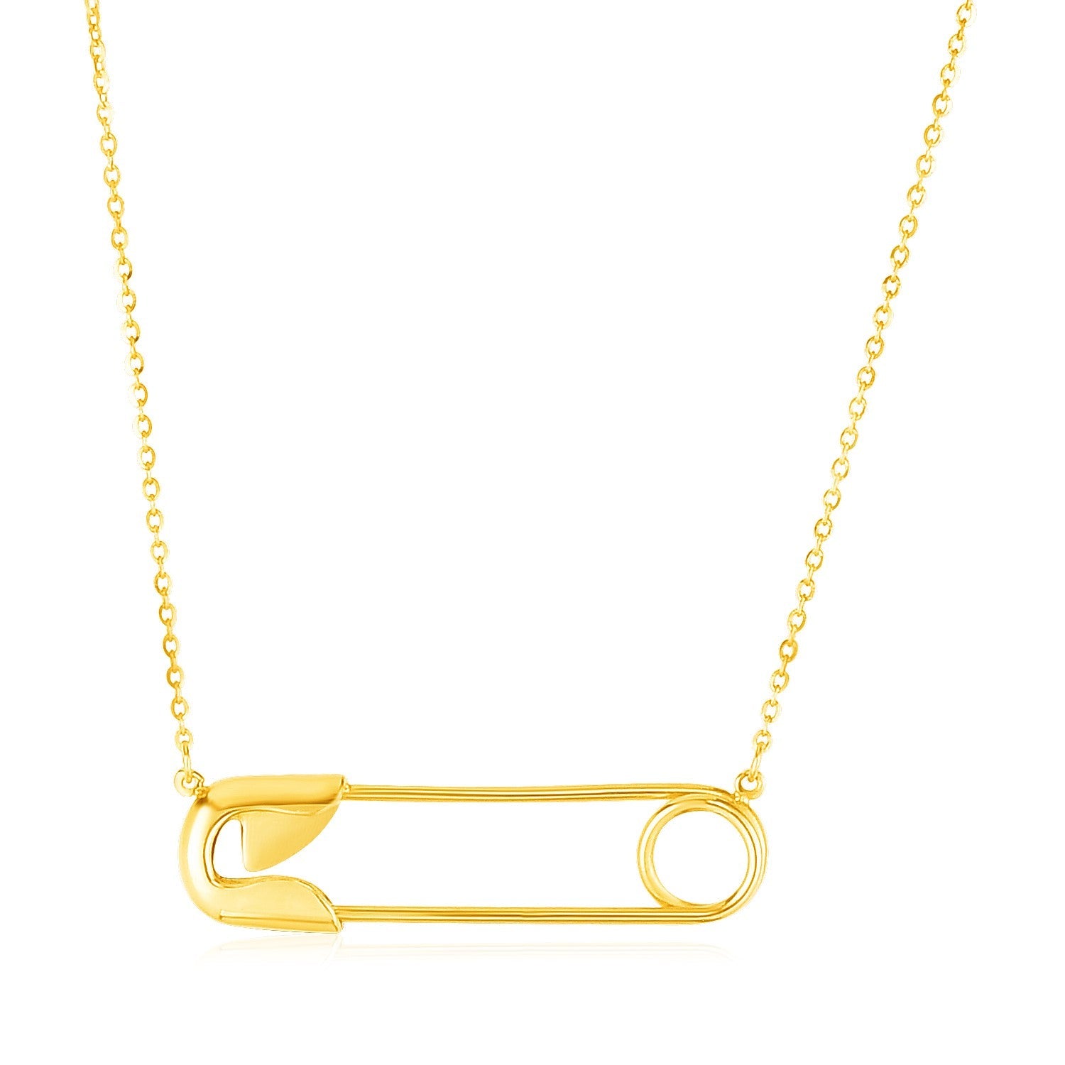 14k Yellow Gold Safety Pin Necklace-0
