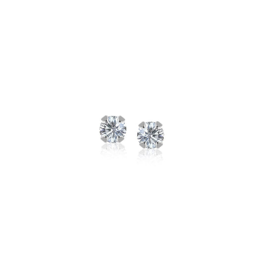 14k White Gold White Cubic Zirconia 2mm Stud Earrings-0