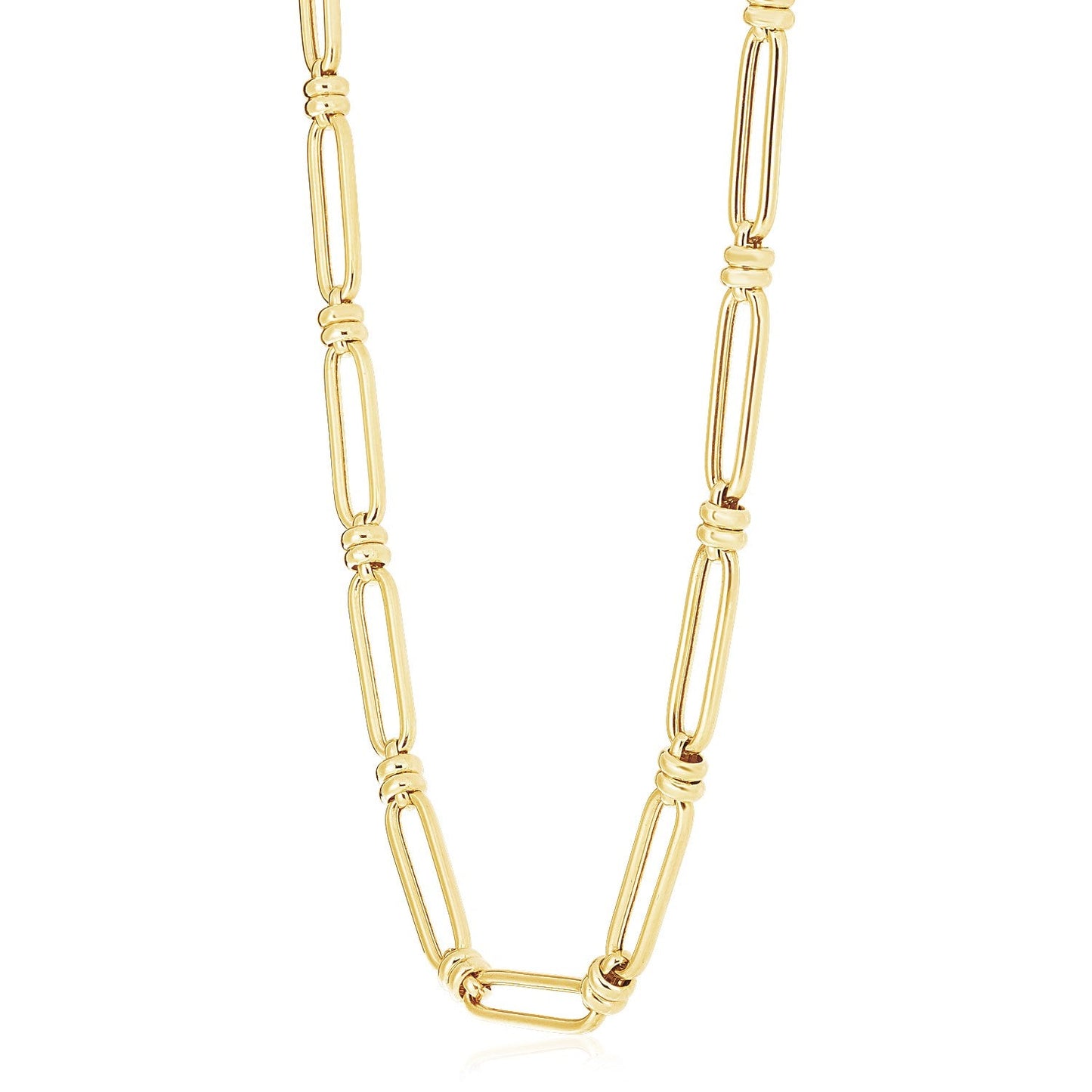 14k Yellow Gold High Polish Elongated Paperclip Jax Link Necklace-0