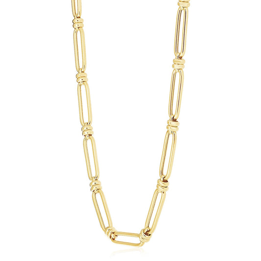 14k Yellow Gold High Polish Elongated Paperclip Jax Link Necklace-0
