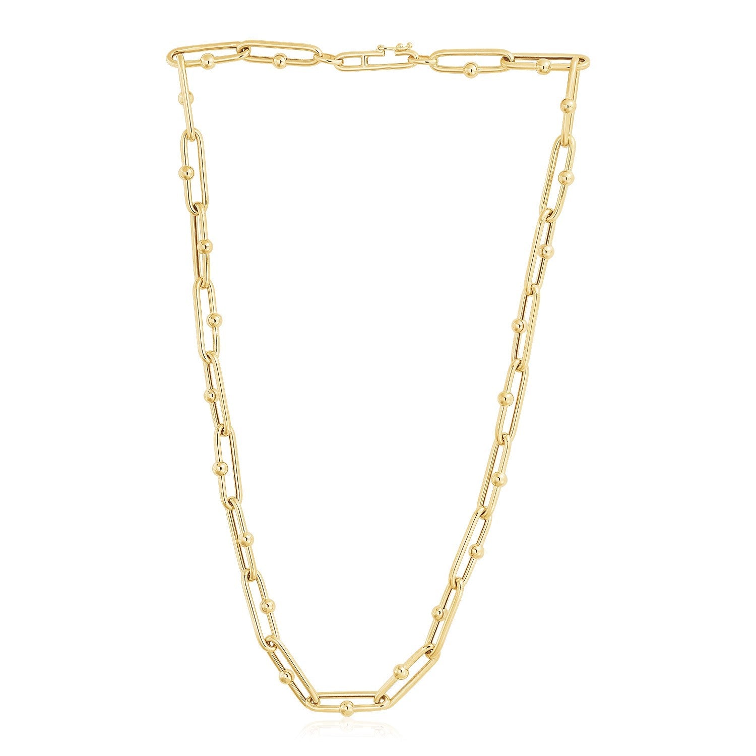 14k Yellow Gold High Polish Elongated Paperclip Jax Link Necklace-1