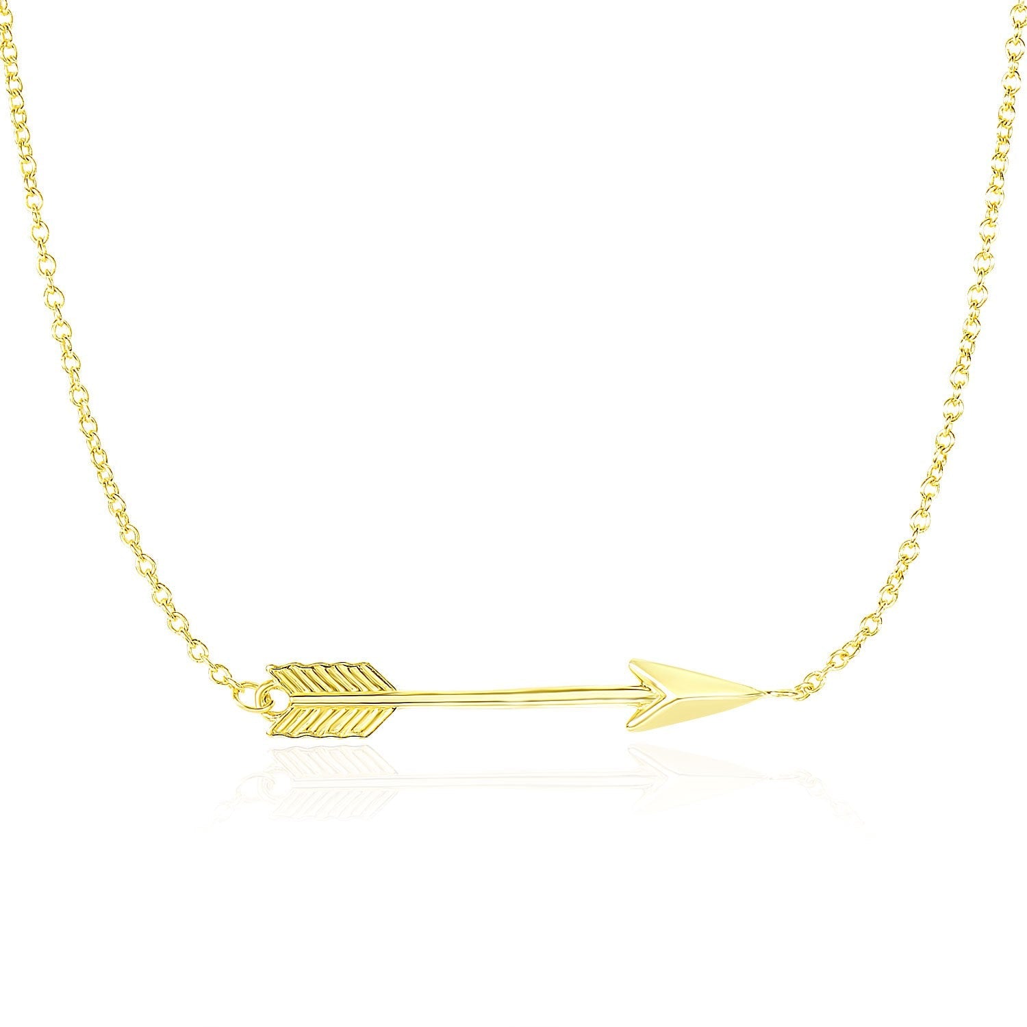 14k Yellow Gold Chain Necklace with Horizontal Arrow Pendant-0