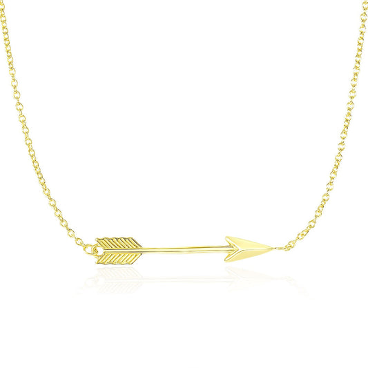 14k Yellow Gold Chain Necklace with Horizontal Arrow Pendant-0