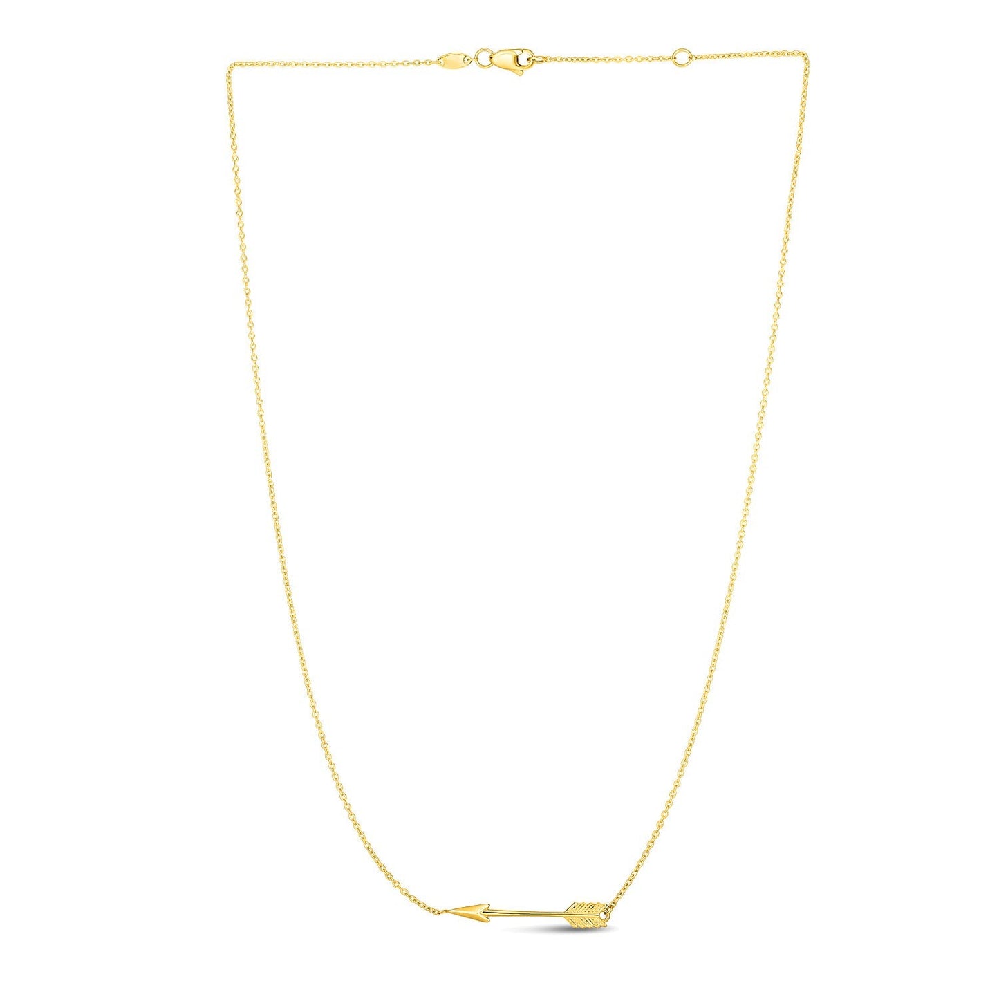 14k Yellow Gold Chain Necklace with Horizontal Arrow Pendant-1