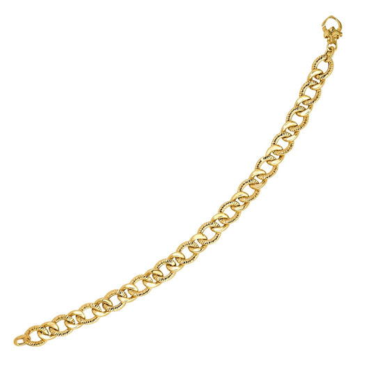 14k Yellow Gold Curb Chain Design with Diamond Cuts Bracelet-0