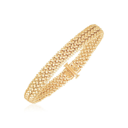 14k Yellow Gold High Polish Thick Braided Bracelet (8.8mm)-0