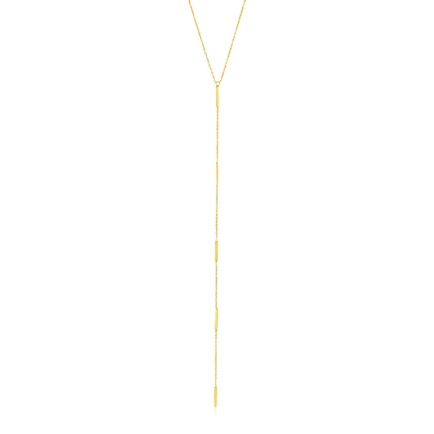 14k Yellow Gold Lariat Necklace with Small Polished Bars-0
