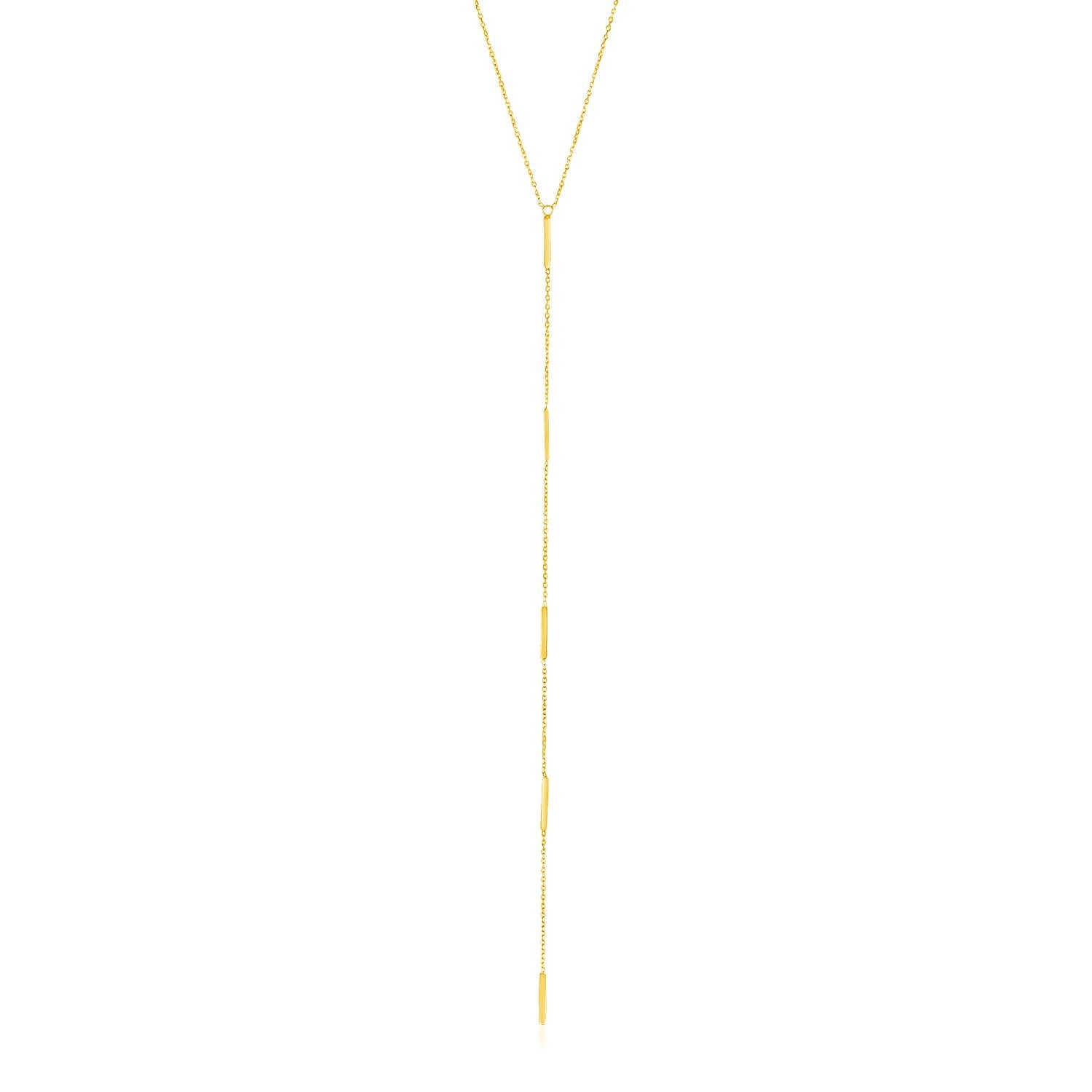 14k Yellow Gold Lariat Necklace with Small Polished Bars-0