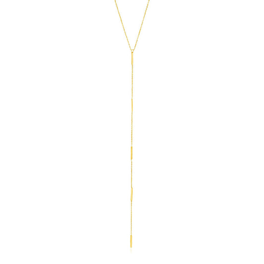 14k Yellow Gold Lariat Necklace with Small Polished Bars-0