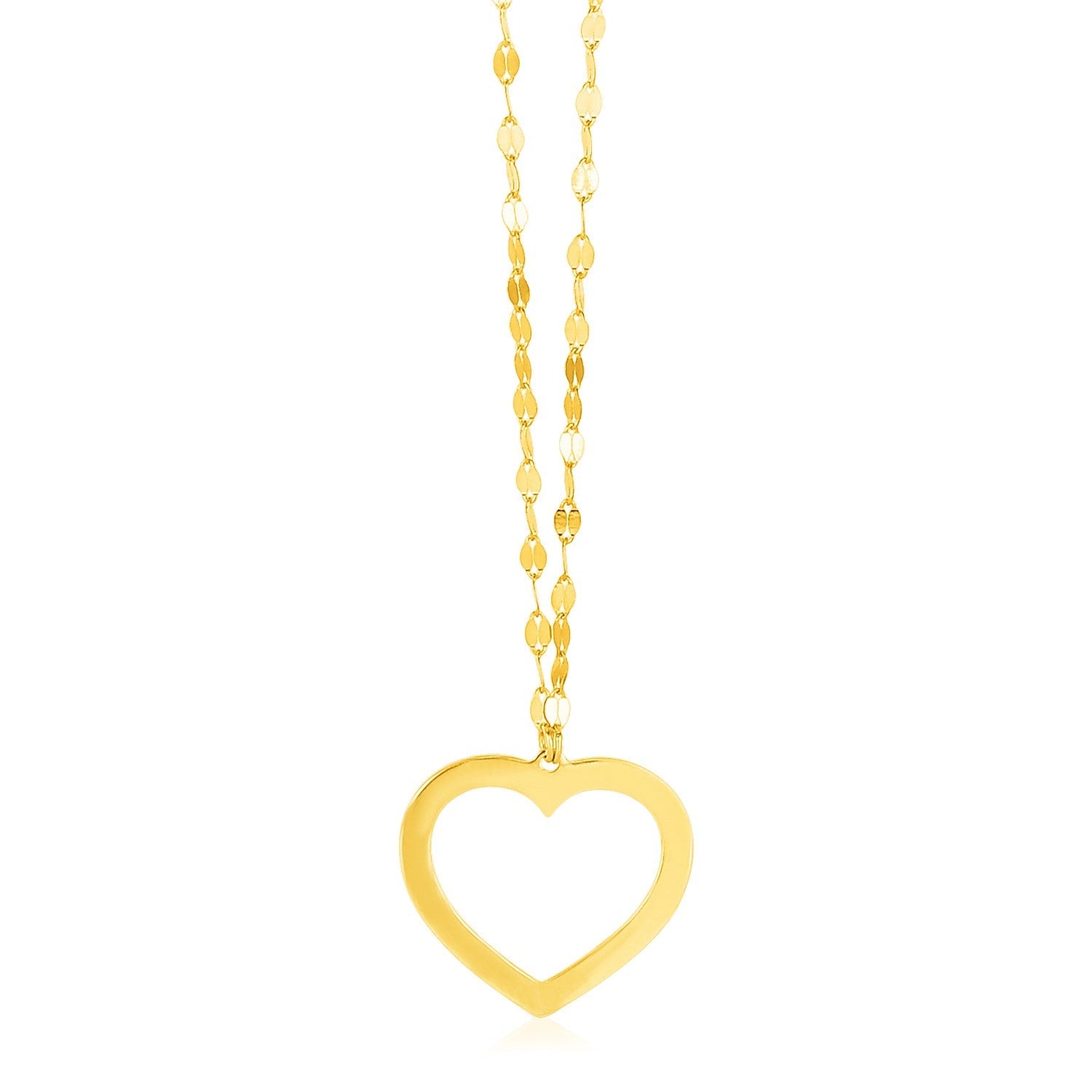 14k Yellow Gold Necklace with Reversible Heart Pendant-0