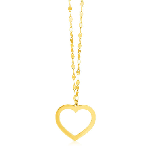 14k Yellow Gold Necklace with Reversible Heart Pendant-0