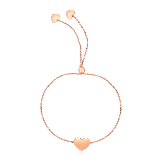 14k Rose Gold Adjustable Heart Bracelet-0