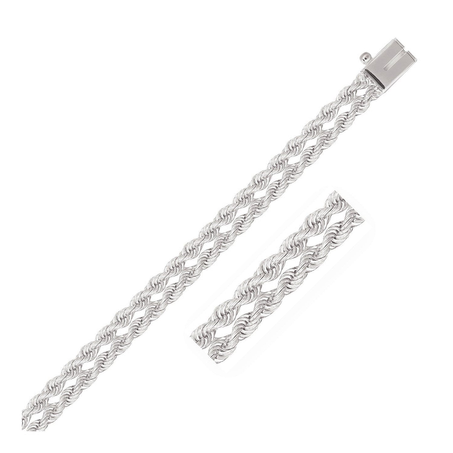 5.0 mm 14k White Gold Dual Row Rope Bracelet-0