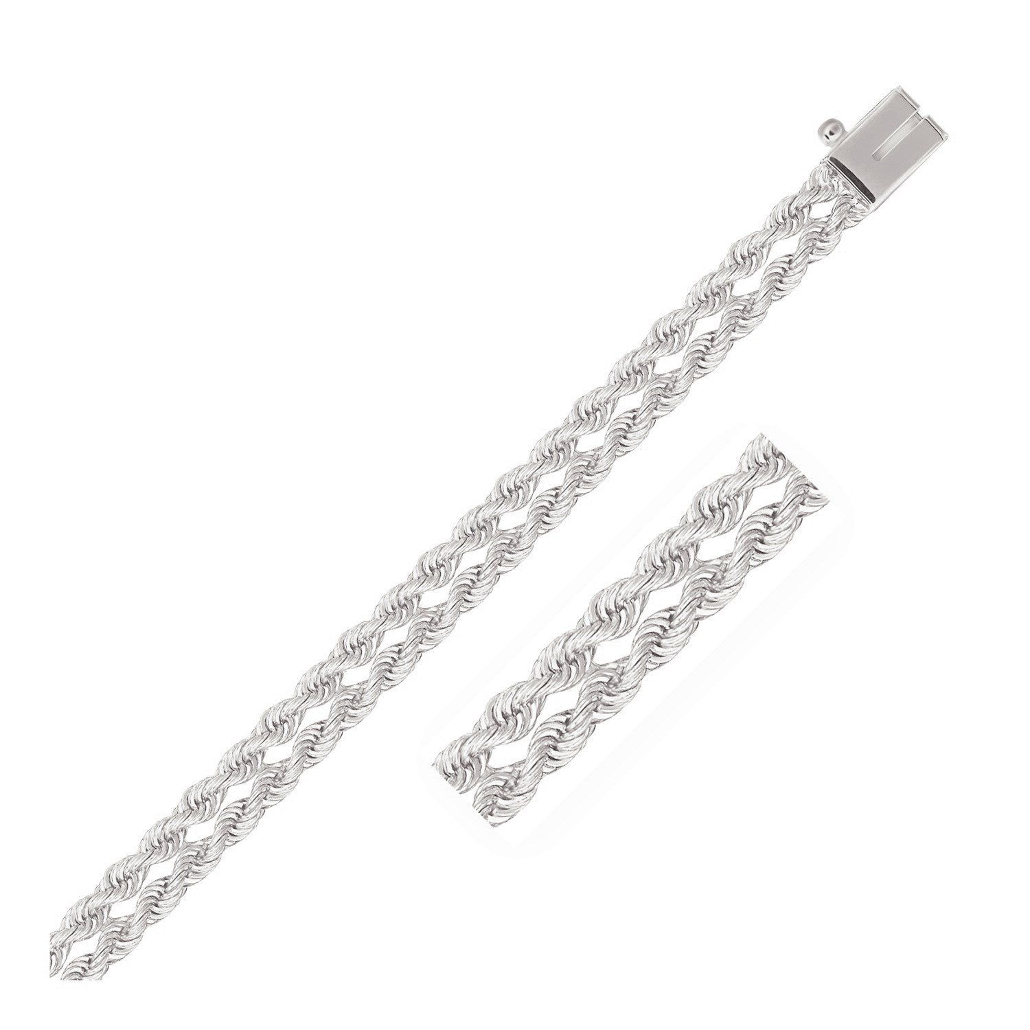 5.0 mm 14k White Gold Dual Row Rope Bracelet-0
