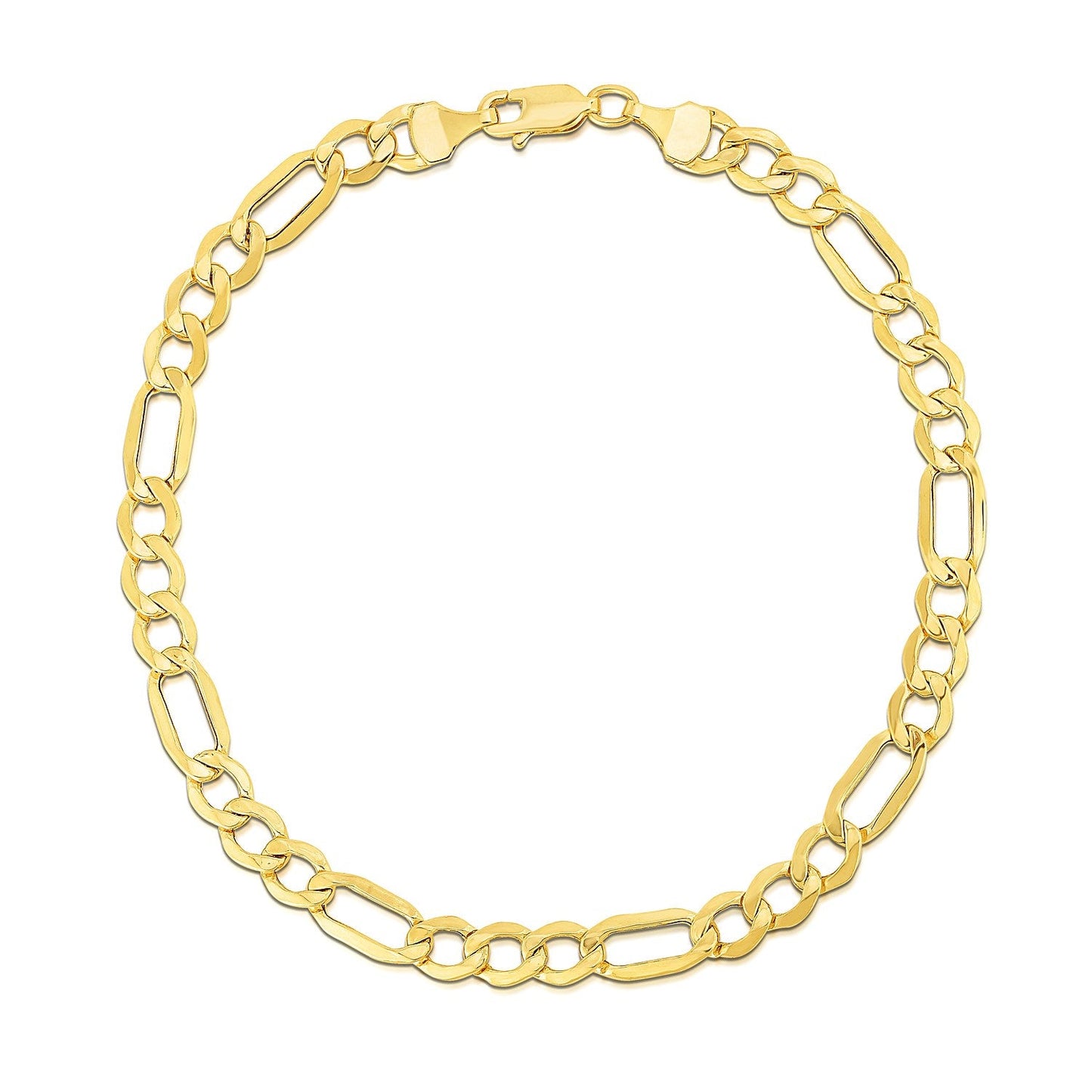 5.4mm 10k Yellow Gold Lite Figaro Bracelet-1