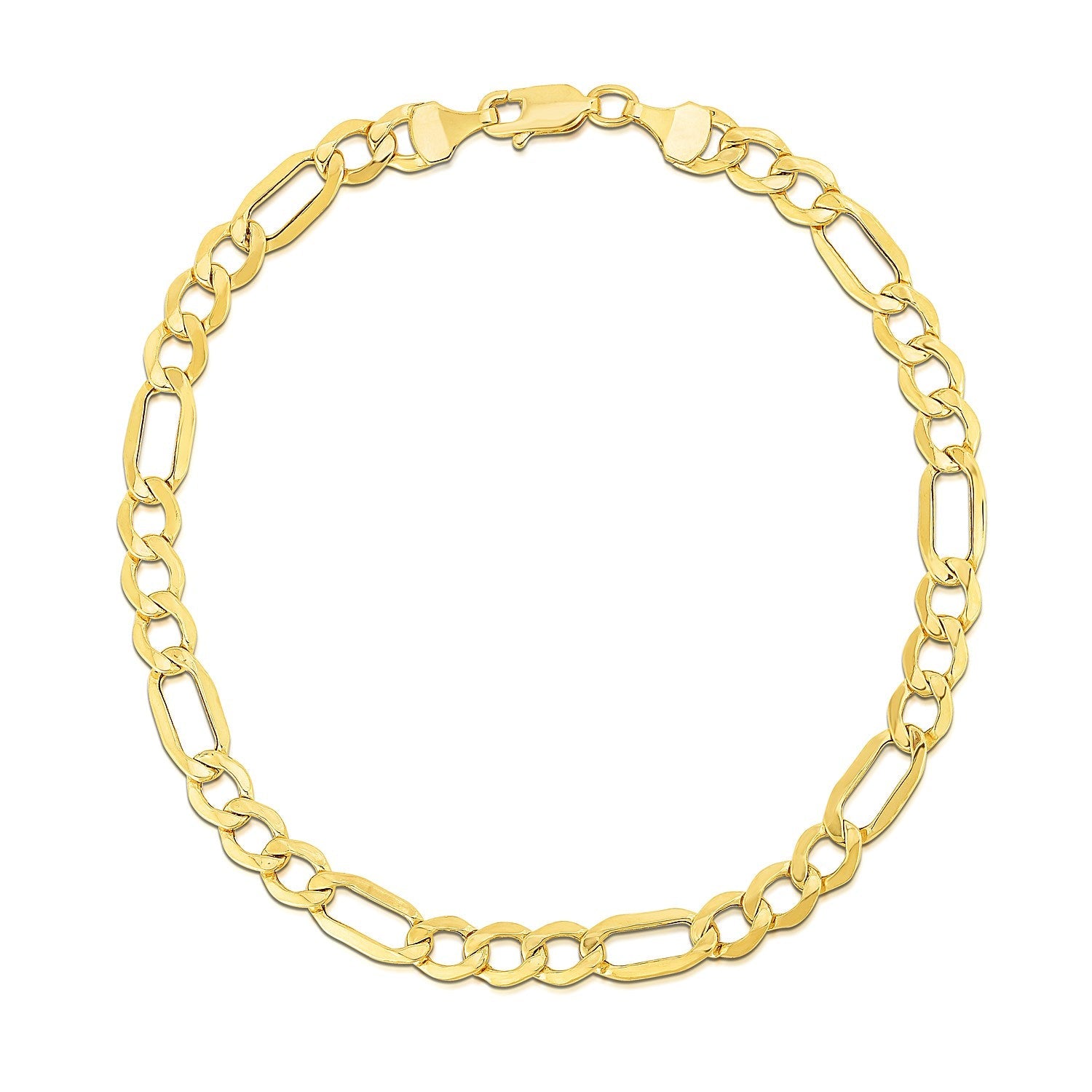 5.4mm 10k Yellow Gold Lite Figaro Bracelet-1