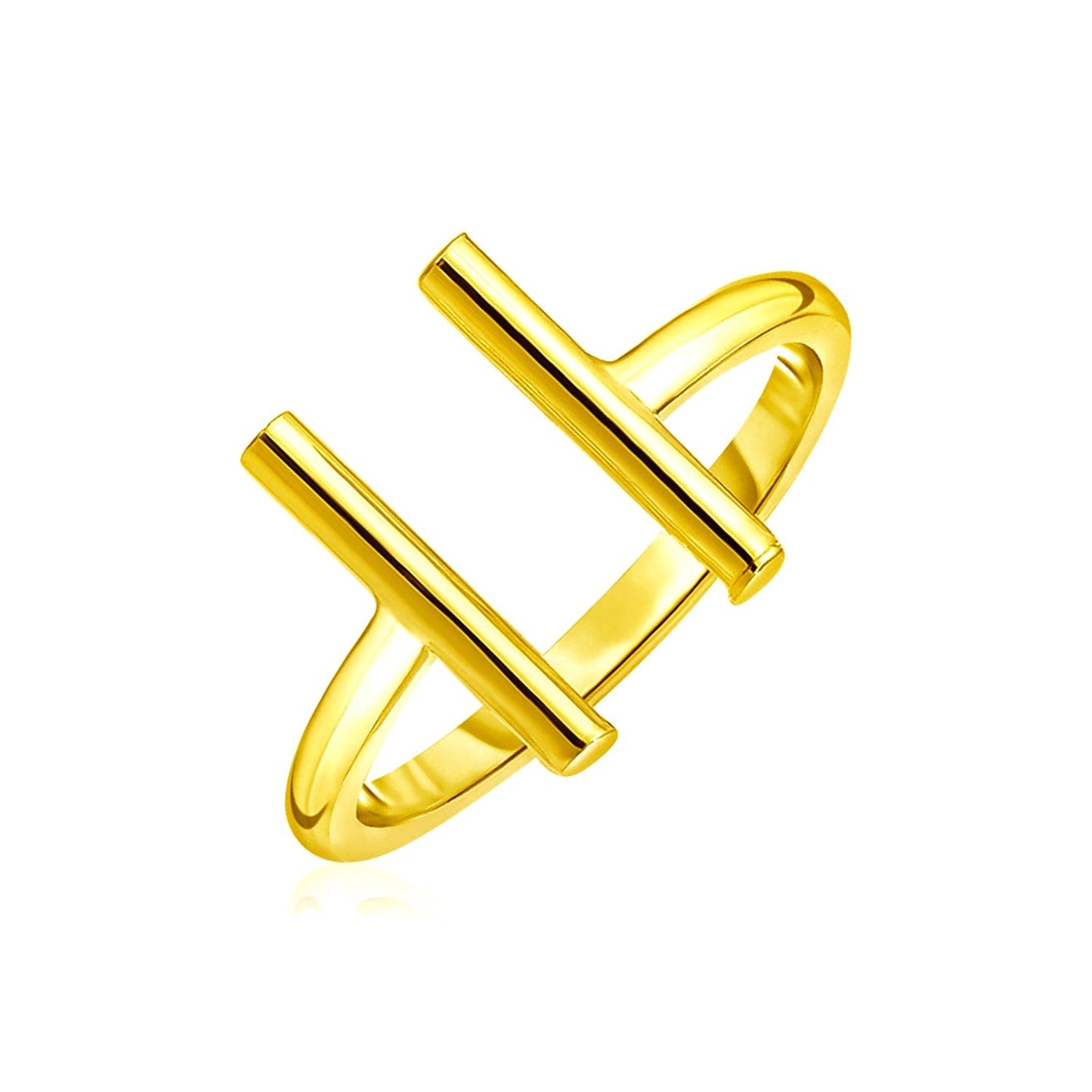 14k Yellow Gold Open Ring with Bars-0