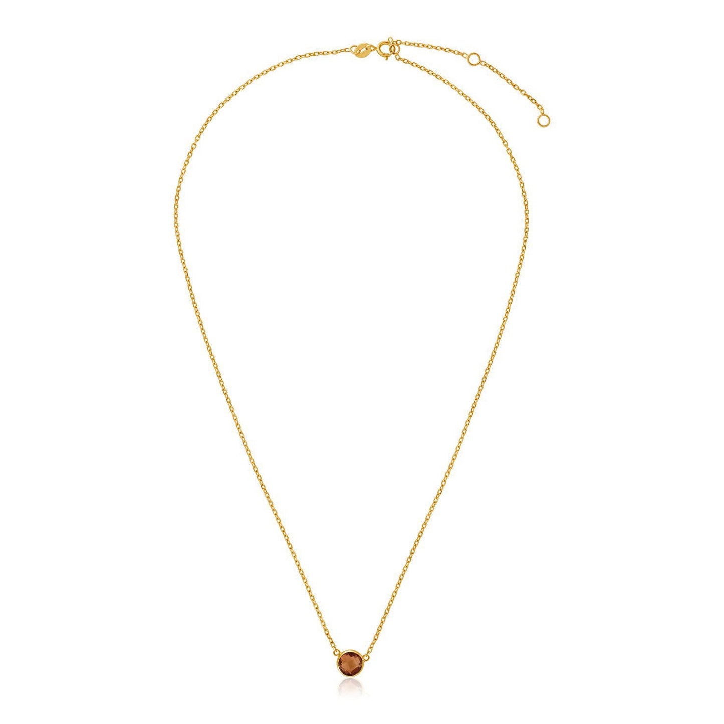 14k Yellow Gold 17 inch Necklace with Round Citrine-0