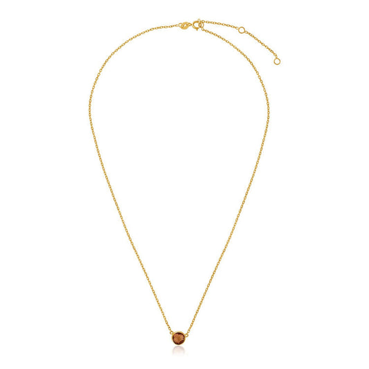 14k Yellow Gold 17 inch Necklace with Round Citrine-0