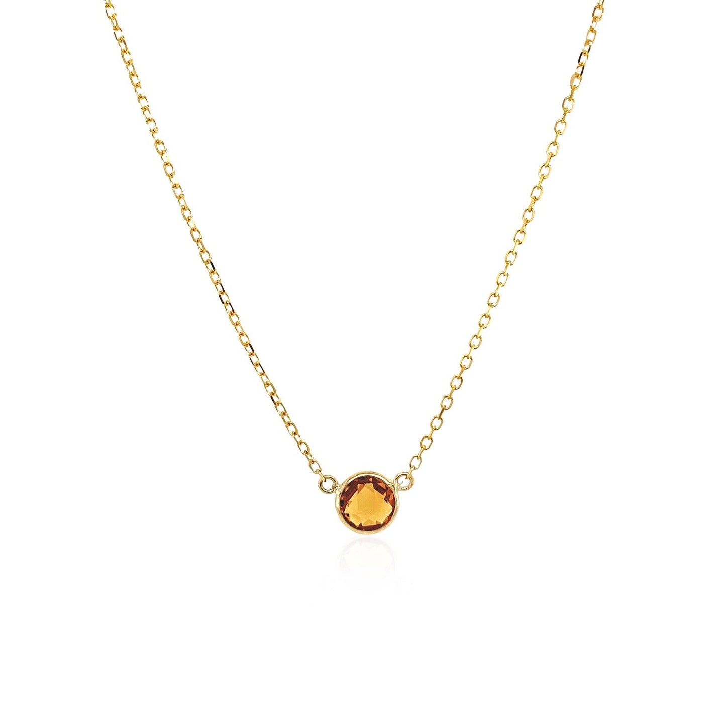 14k Yellow Gold 17 inch Necklace with Round Citrine-1
