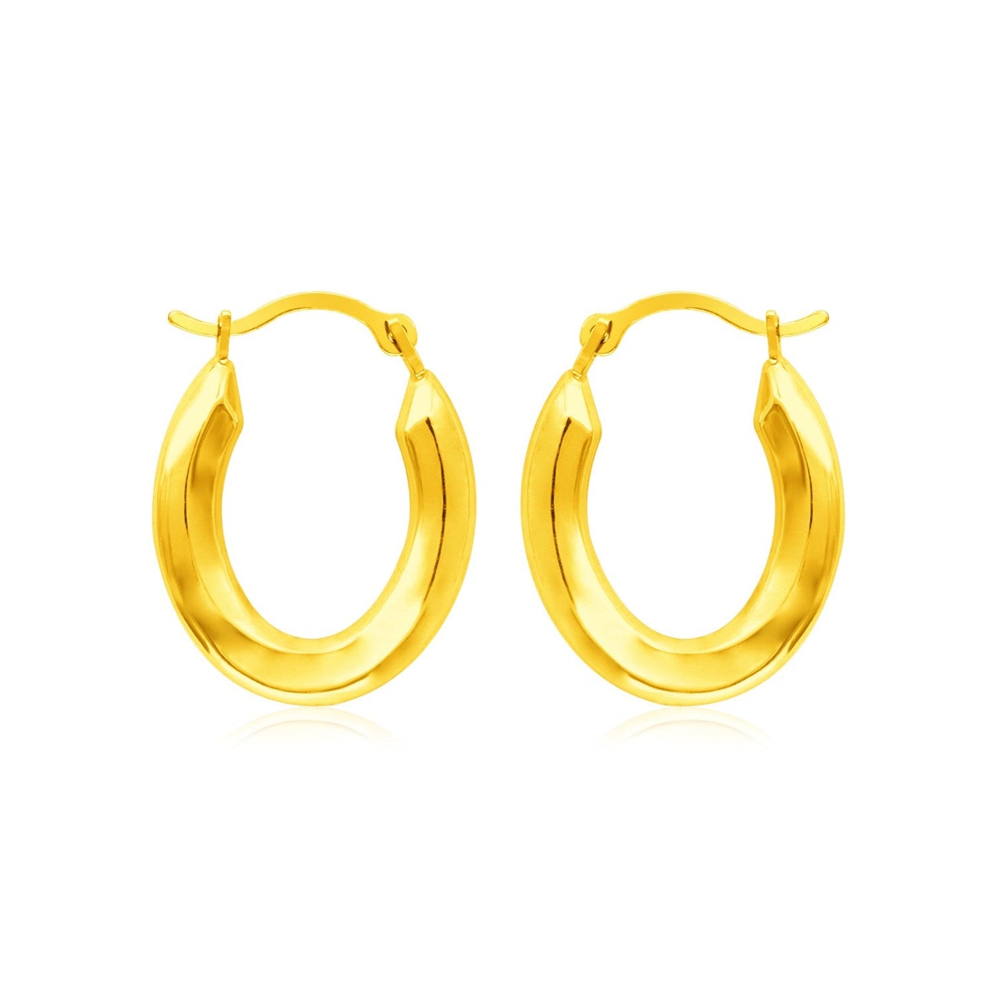 14k Yellow Gold Polished Oval Hoop Earrings-0