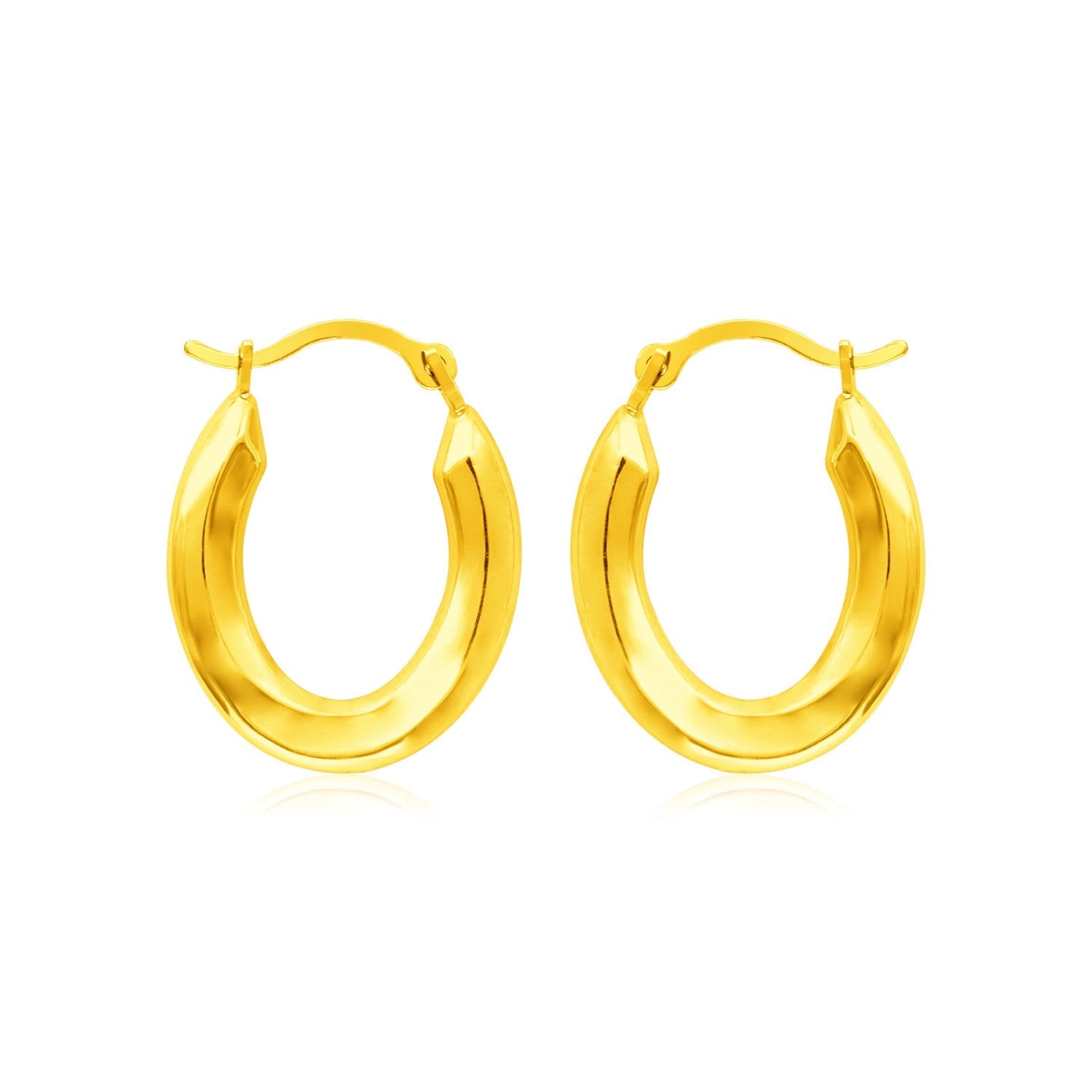 14k Yellow Gold Polished Oval Hoop Earrings-0